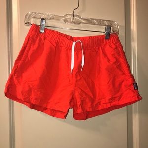 Bright red Patagonia shorts